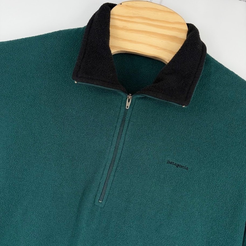 Vintage Patagonia Capilene Expedition Weight Zip-T Large Green Made In USA 43470